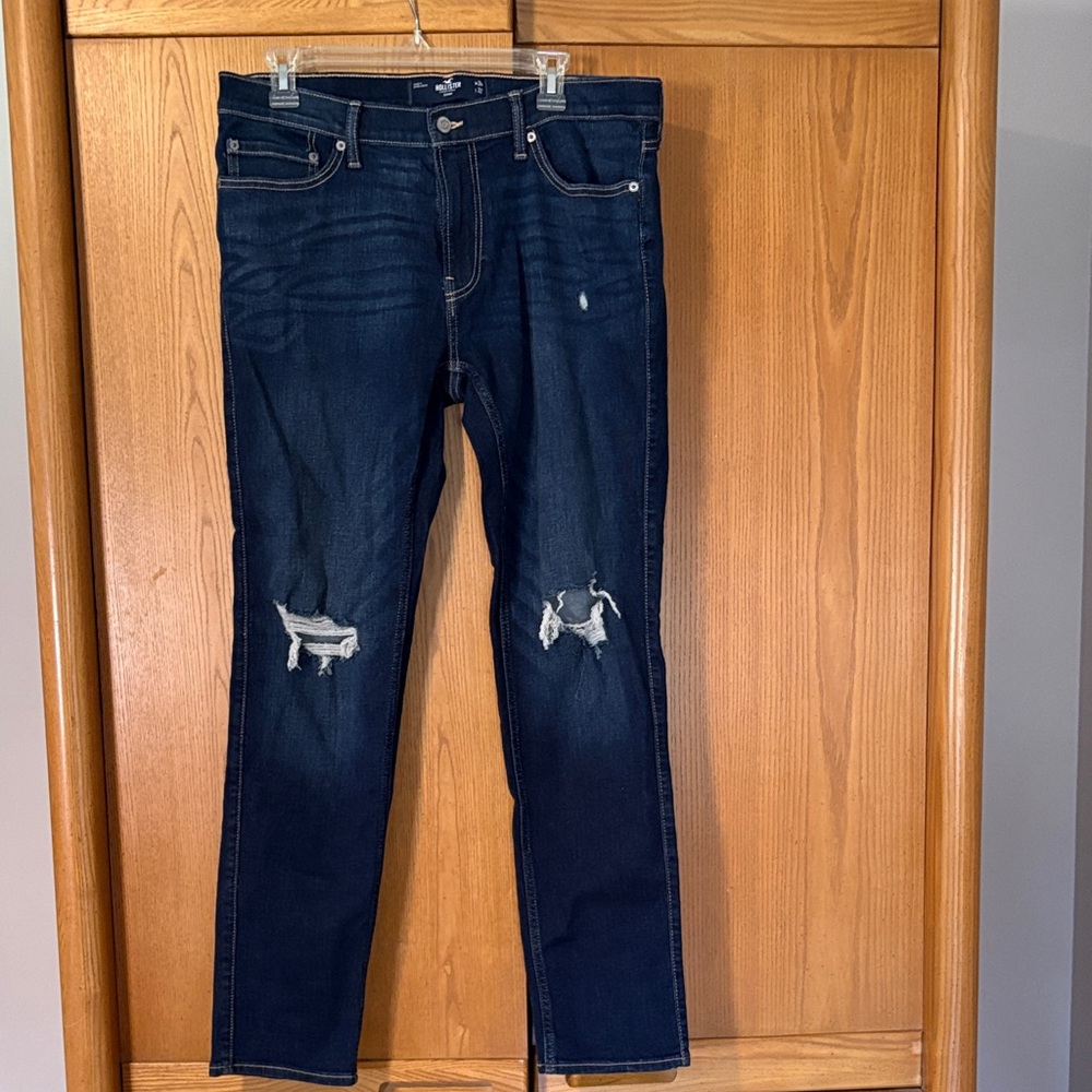 Hollister Slim Distressed Dark Blue Jeans